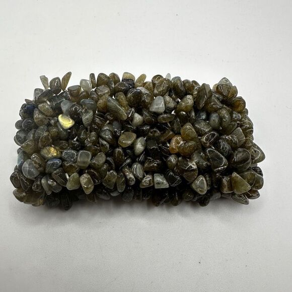 ALL Labradorite chip stretchy bracelet! 1.75" thick! - Picture 3 of 10
